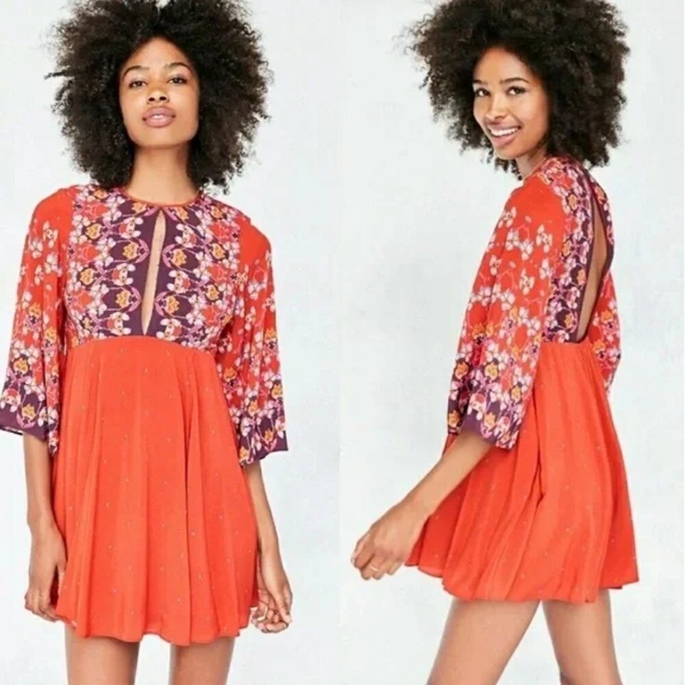 Urban Outfitters Ecote orange floral tunic dress